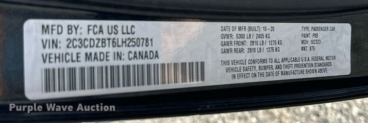 image for item DH1279 2020 Dodge Challenger  