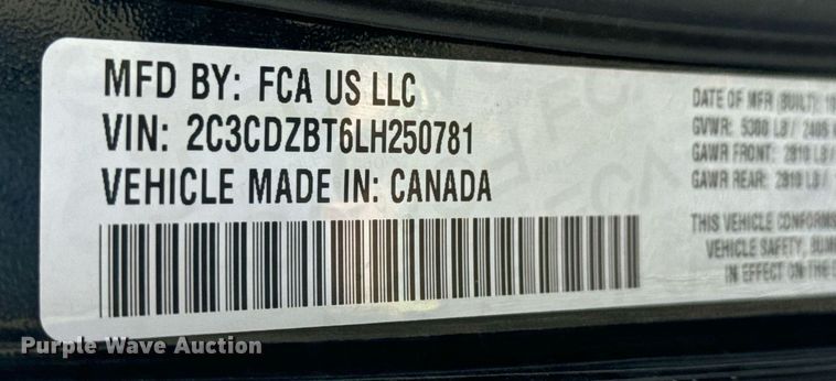 image for item DH1279 2020 Dodge Challenger  