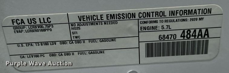 image for item DH1281 2020 Dodge  Charger Police 