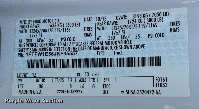 image for item DH1282 2018 Ford F150 XLT SuperCrew pickup truck