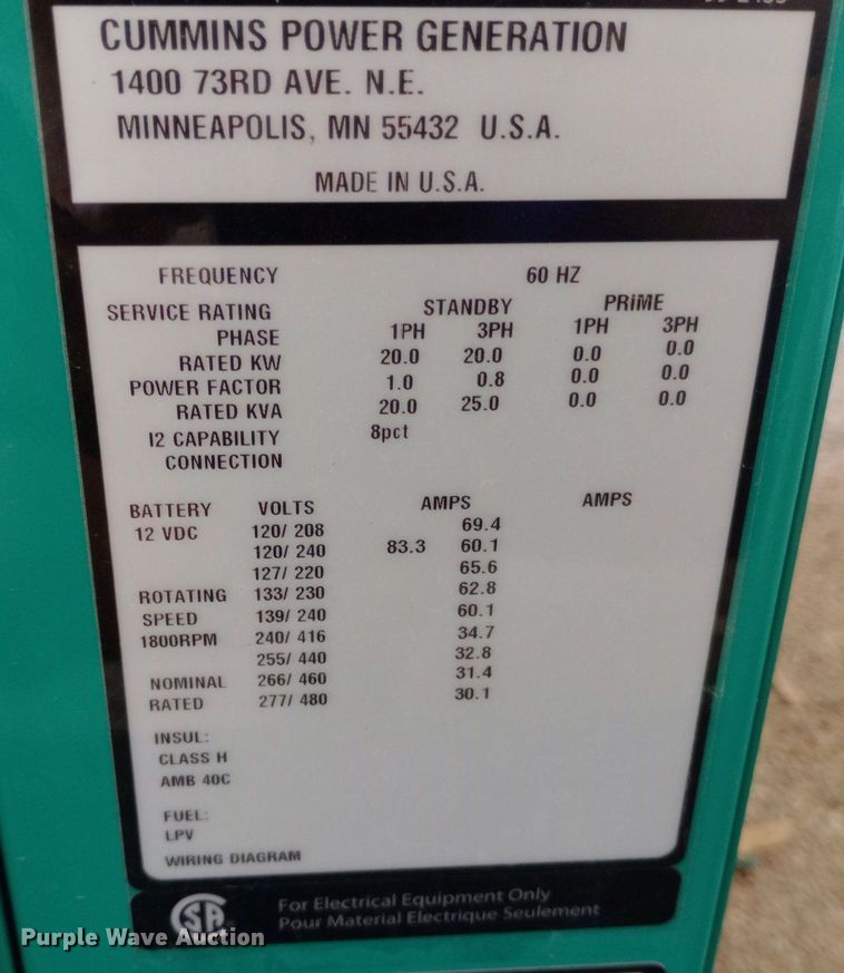 image for item DH1290 Cummins GGMA-4531039 generator