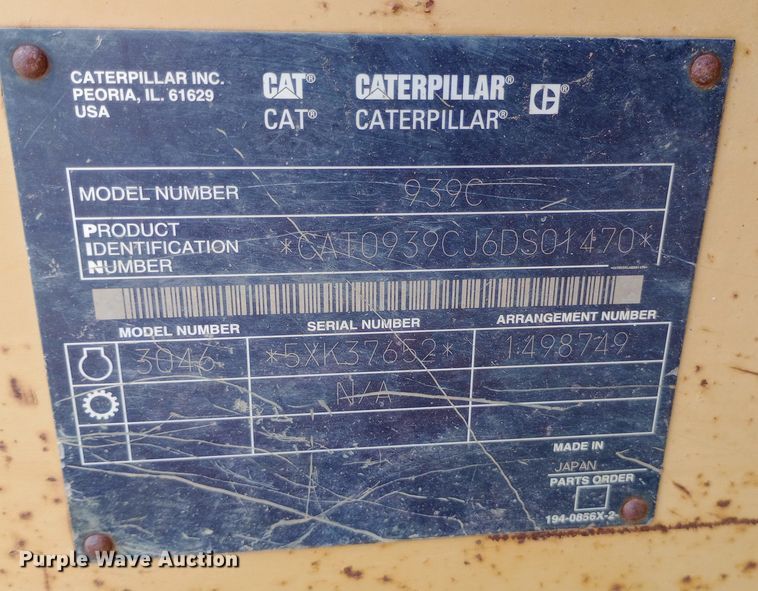 image for item DH1337 2004 Caterpillar  939C track loader