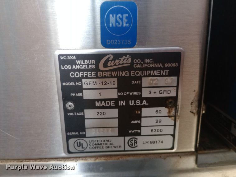 image for item DH1373 Curtis GEM-12-10 coffee machine