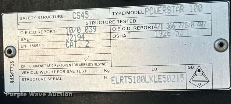 image for item DO1702 2019 New Holland PowerStar 100 MFWD tractor