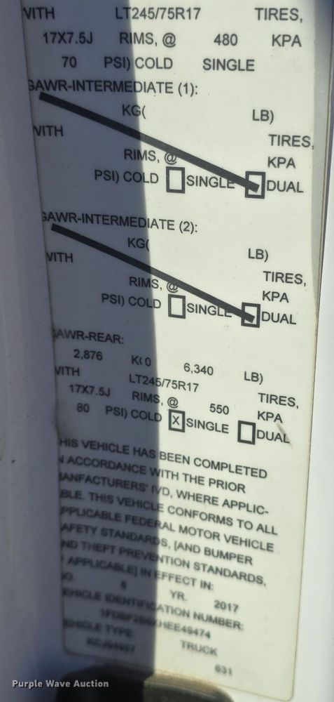 image for item DQ4603 2017 Ford F250 Super Duty XLT  utility bed pickup truck