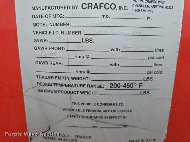 image for item DQ4607 1999 Crafco  SS125 pothole patcher