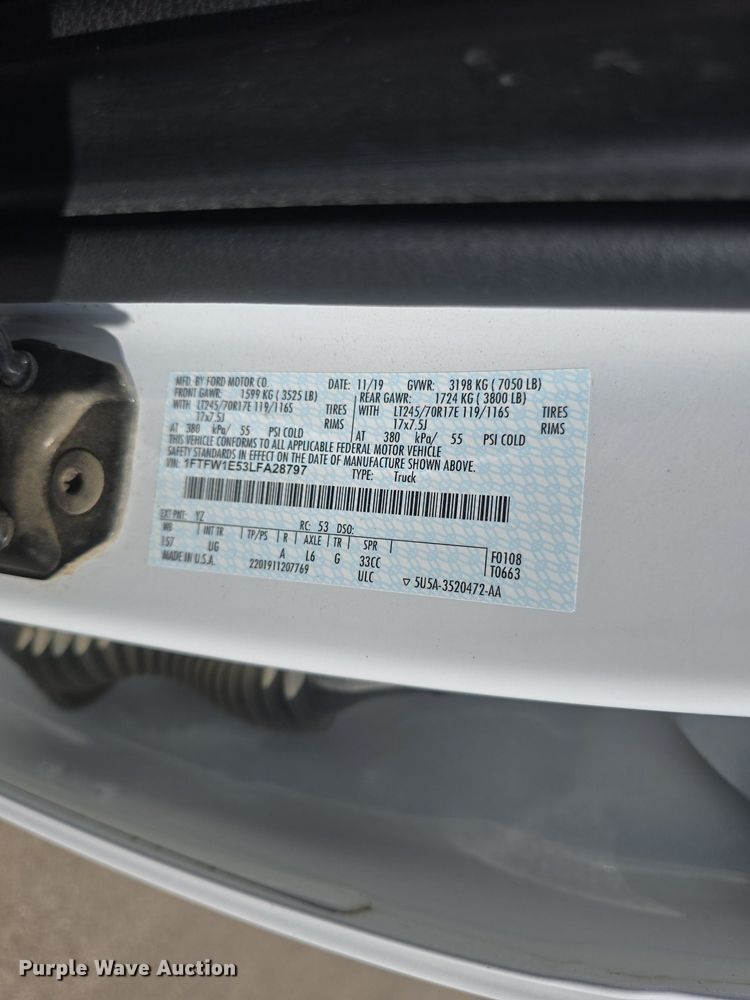 image for item DQ5187 2020 Ford F150 XLT SuperCrew pickup truck