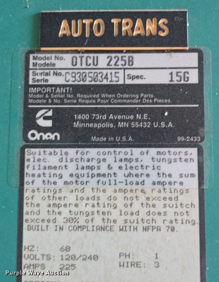 image for item EK6484 Cummins Onan generator