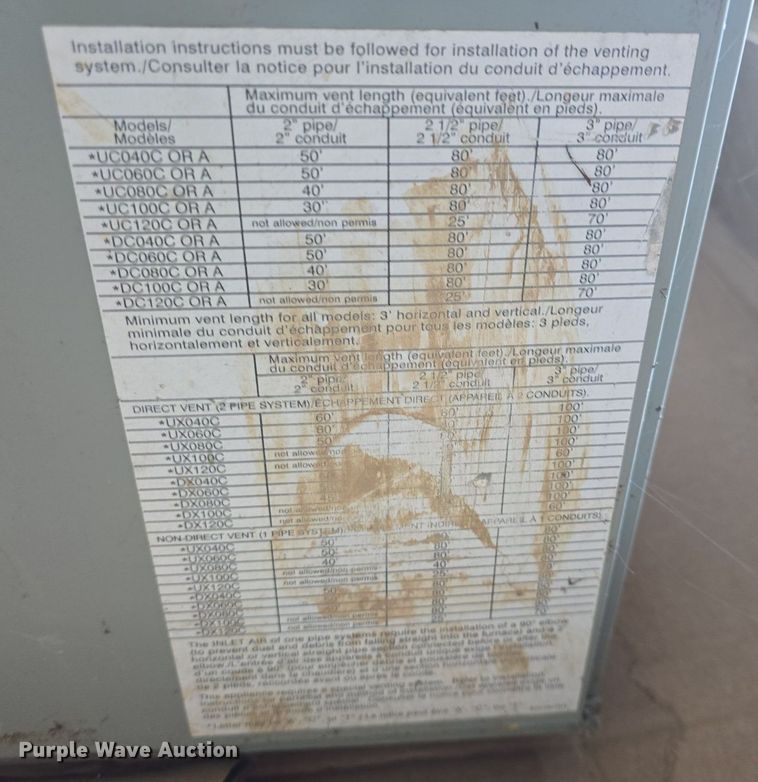 image for item EK6486 (2) Trane XE 90 furnace