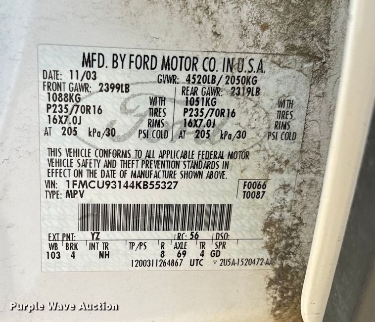 image for item EG9838 2004 Ford Escape XLT SUV