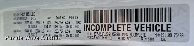 image for item EG9841 2016 Dodge Ram 4500 Crew Cab utility / service truck