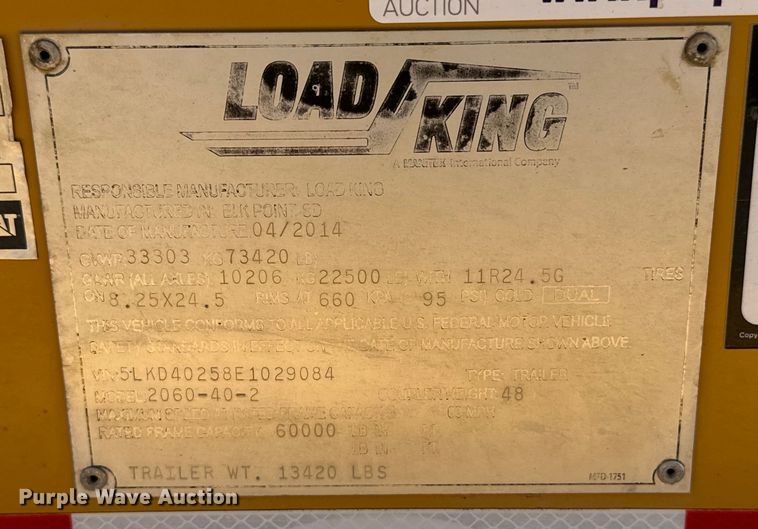 image for item EG9847 2014 Load King 2060-40-2 bottom dump trailer