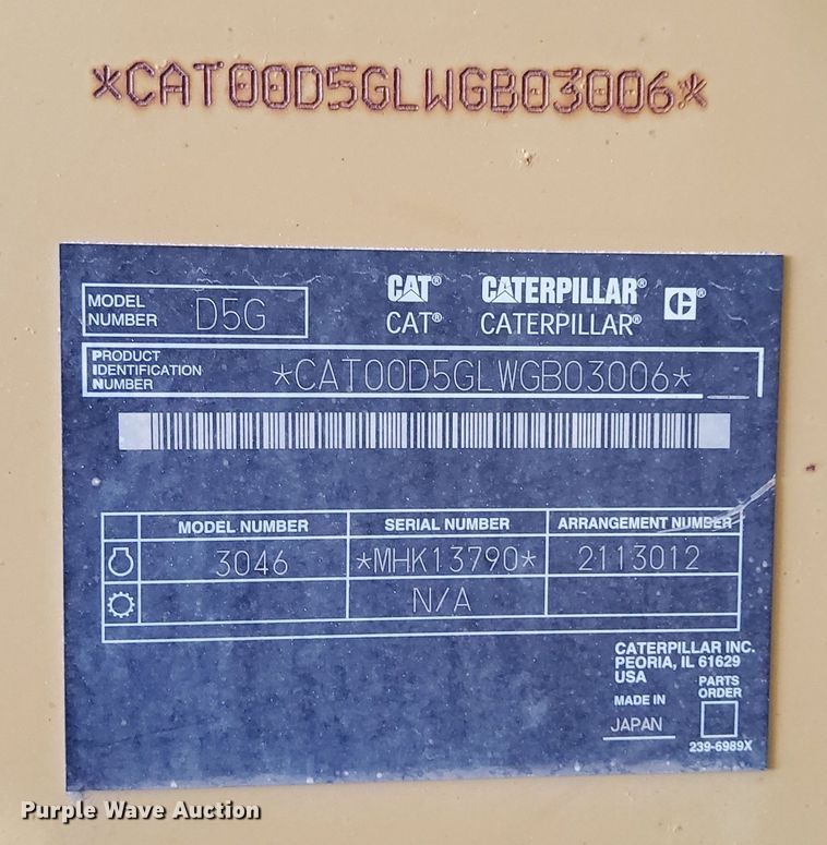 image for item EG9854 2006 Caterpillar D5G XL dozer