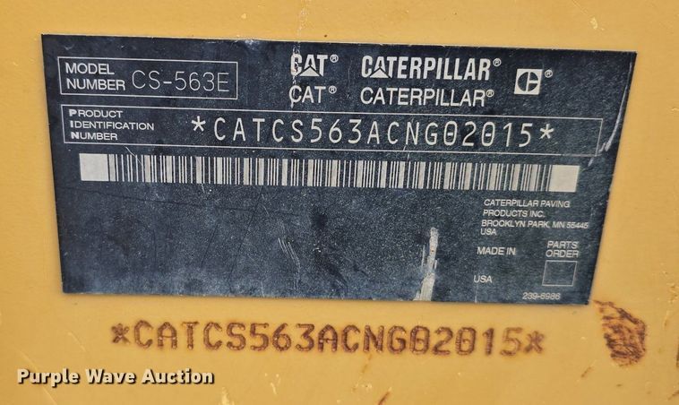 image for item EG9857 2007 Caterpillar CS-563E single drum vibratory roller