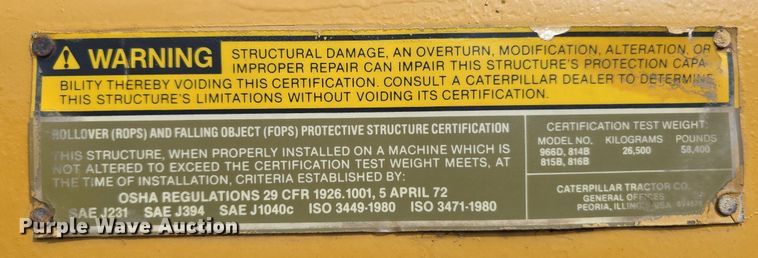 image for item EG9860 1982 Caterpillar 816B soil compactor