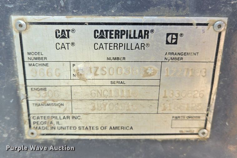 image for item LW9811 1999 Caterpillar 966G wheel loader