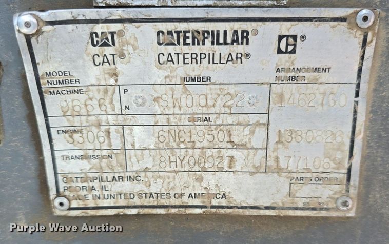 image for item LW9812 2000 Caterpillar  966G wheel loader