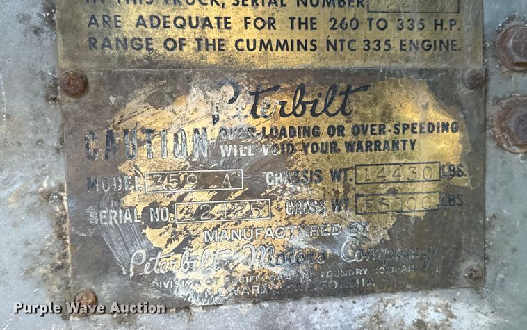 image for item LW9869 1969 Peterbilt  359A winch truck