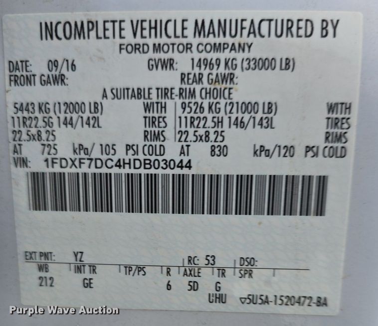 image for item LW9880 2017 Ford F750 Super Duty utility / service truck