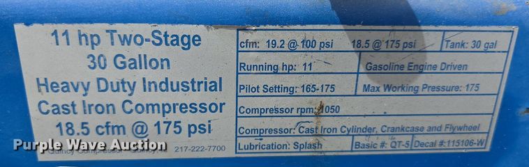 image for item LW9881 2008 Quincy G211H30HCB air compressor