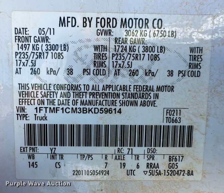 image for item DL0471 2011 Ford F150 pickup truck