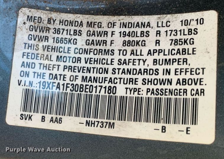 image for item DM1808 2011 Honda  Civic 