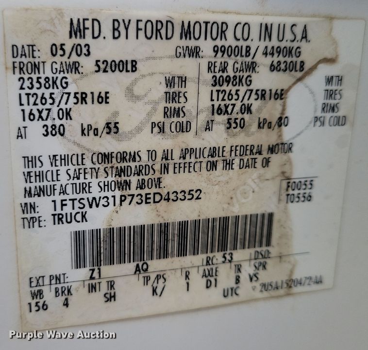 image for item DN3550 2003 Ford F350 Super Duty King Ranch Crew Cab pickup truck