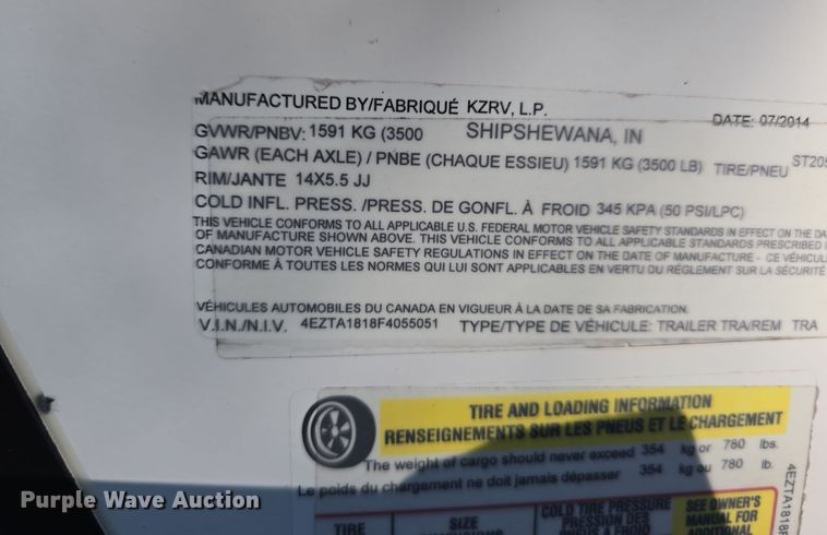 image for item DO5502 2015 KZRV Spree Escape camper