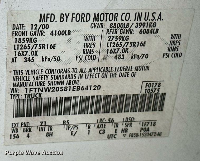 image for item DP3354 2001 Ford F250 Super Duty Crew Cab pickup truck