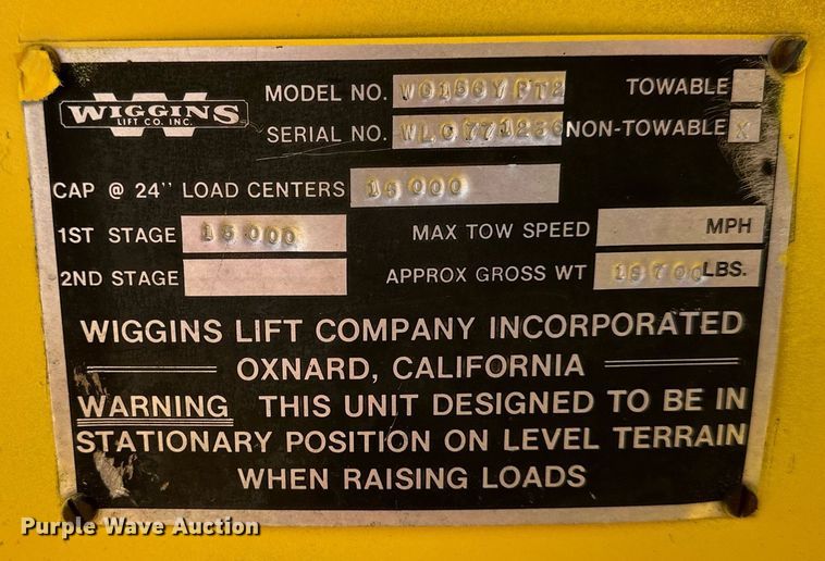 image for item DR2589 Wiggins  WG156YPT2 forklift