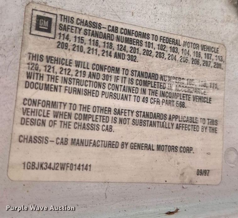 image for item DR2643 1998 Chevrolet  K3500 utility bed pickup truck