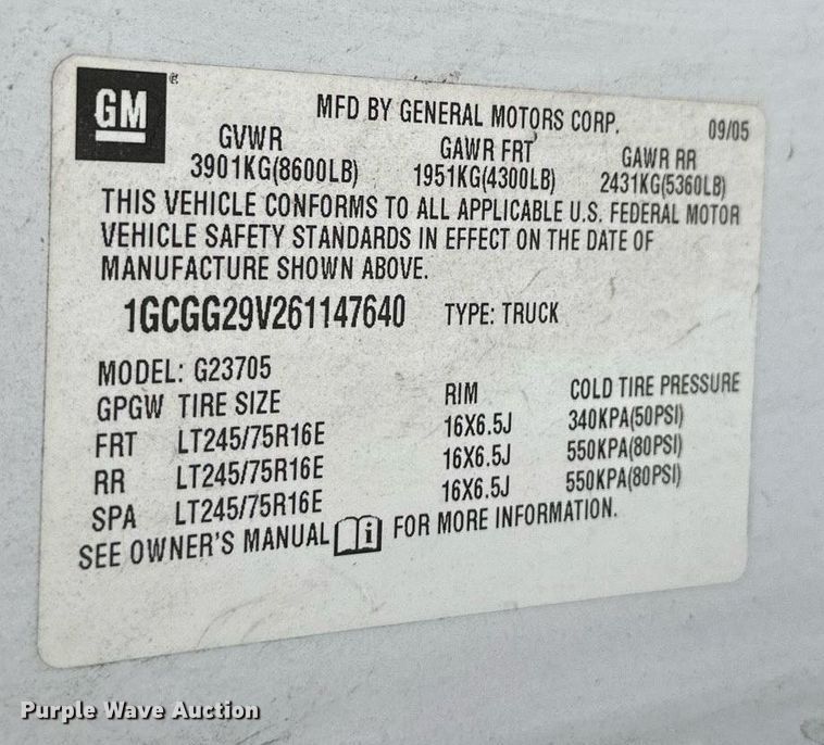 image for item DR2647 2006 Chevrolet  Express 2500 van