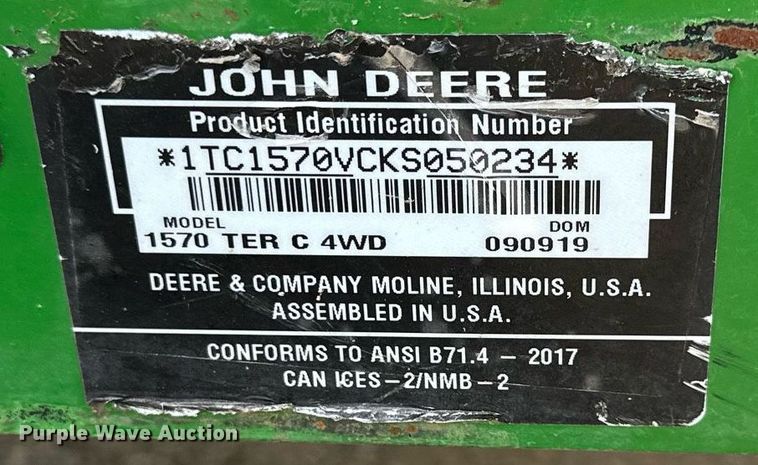 image for item DR2678 2019 John Deere  1570 Terrain Cut  ZTR lawn mower