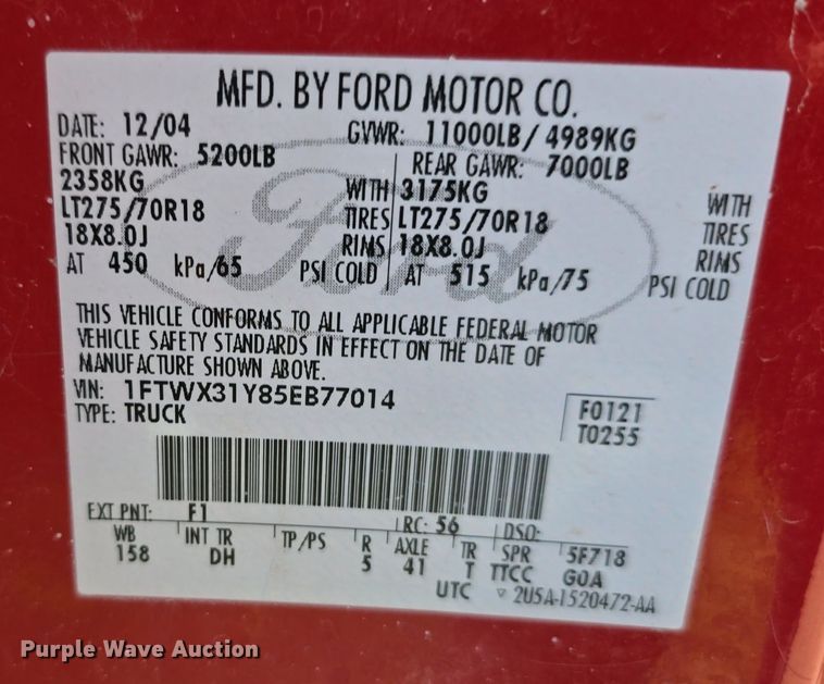 image for item DS4761 2005 Ford F350 Super Duty XLT SuperCab utility bed pickup truck