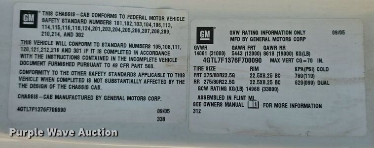 image for item DS4837 2006 Isuzu FVR box truck