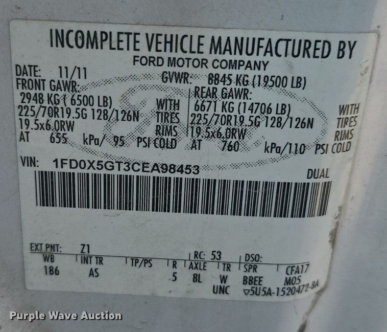 image for item DS4839 2012 Ford F550 Super Duty XL SuperCab utility / service truck