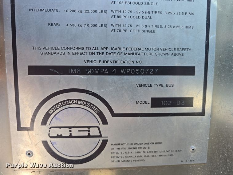 image for item DS4872 1998 Motor Coach Industries 102-D3 coach bus