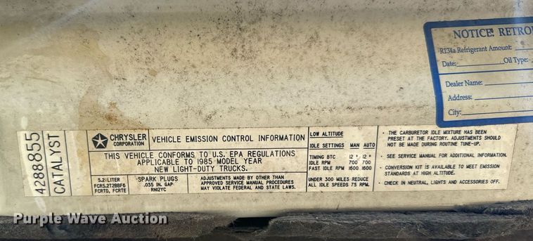 image for item DV2766 1985 Dodge  Ram Charger SUV