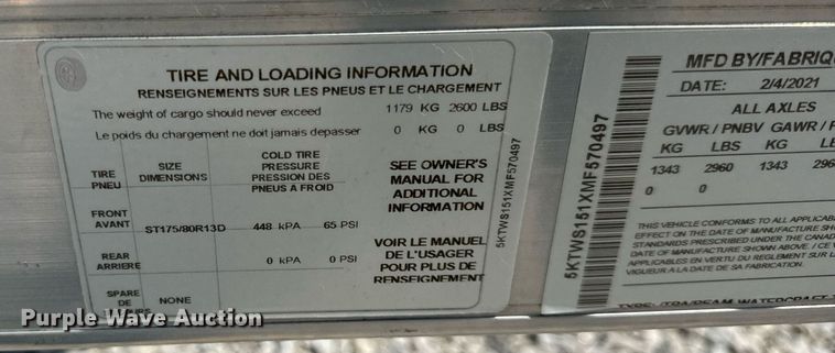 image for item DV5903 2021 Karavan jet ski trailer 