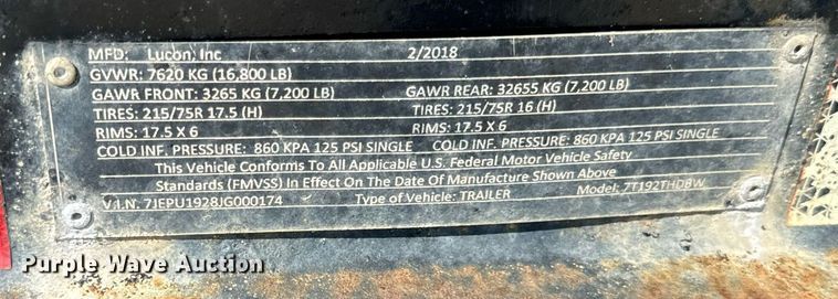 image for item DV5923 2018 Lucon  7T192THDBW tilt deck equipment trailer