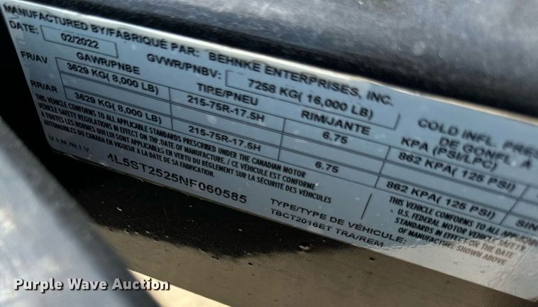 image for item DV5937 2022 Behnke  TBCT2016ET tilt deck equipment trailer