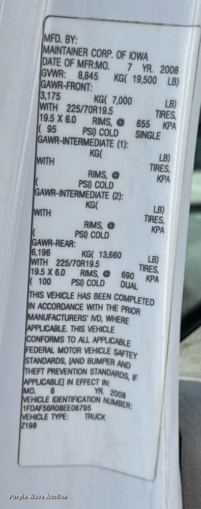 image for item DX1298 2008 Ford F550 Super Duty XL utility / service truck