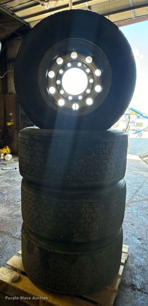 image for item DX1327 (4) Goodyear 445/50R22.5 tires and wheels