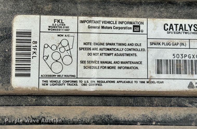 image for item EE7512 1998 Chevrolet  C1500 pickup truck