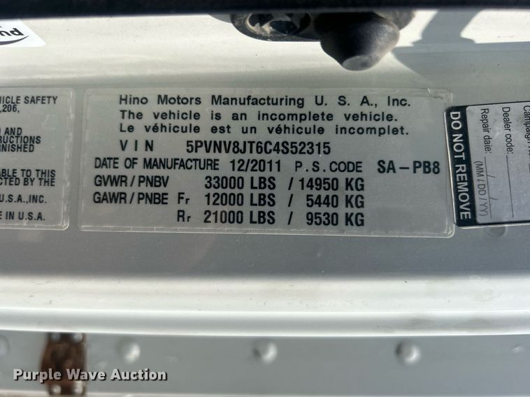 image for item EG1033 2012 Hino 338 paper recycling truck