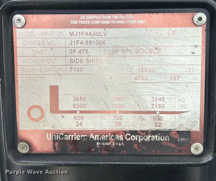 image for item EG1052 2015 Nissan 90 forklift