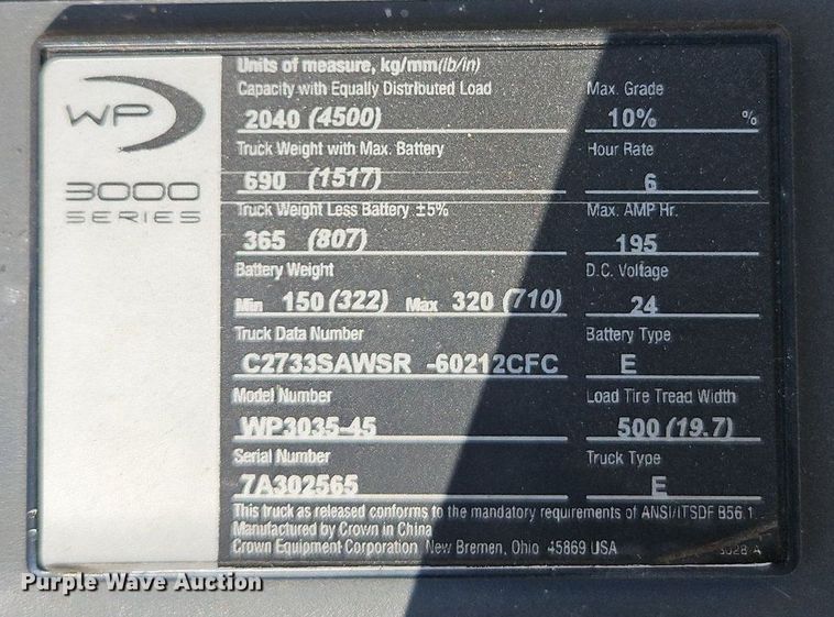 image for item EI8266 (3) Crown WP3035-45 pallet jacks