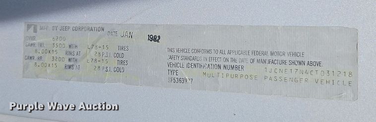 image for item EI8375 1982 Jeep Cherokee  SUV