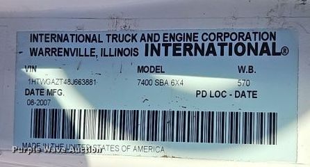 image for item EI8377 2008 International  7400 refuse truck