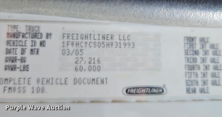 image for item EI8379 2005 Freightliner  M2 refuse truck